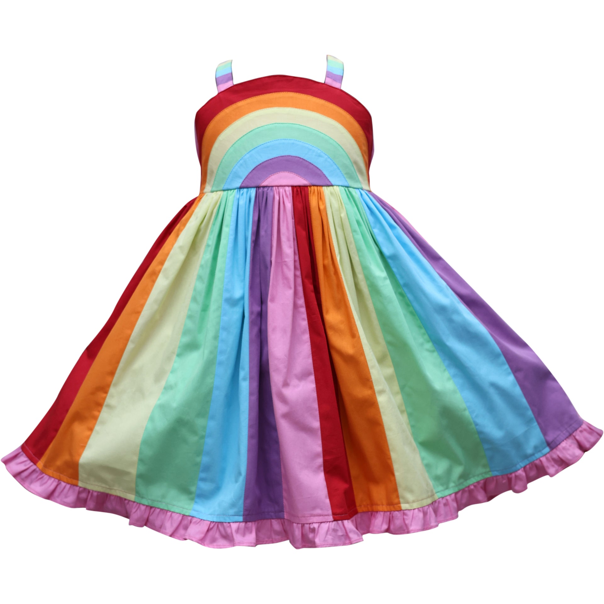 rainbow dress cotton on Primary Kids Cotton Gauze Tank Dress In Rainbow Scoops In Ivory Rainbow Ice Cream Cones Size 5