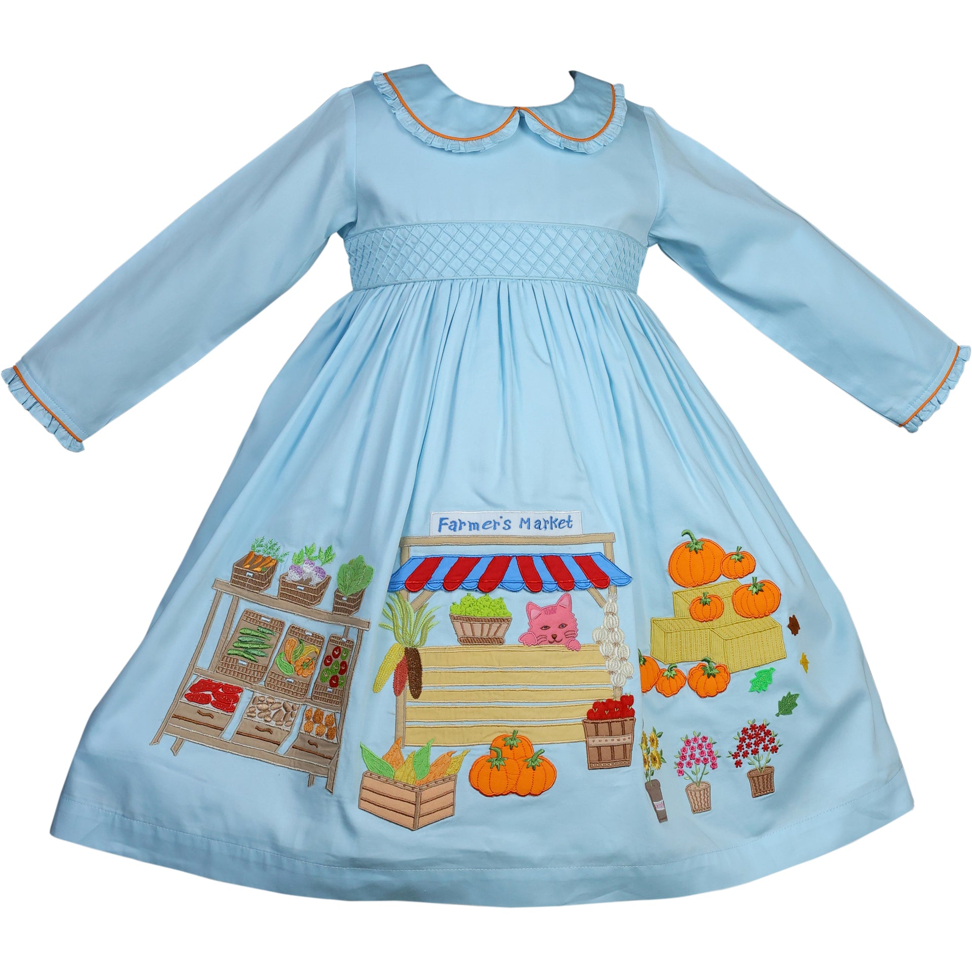 Cotton Kids - Fall Farmer's Market Embroidered Dress  Addy's Closet