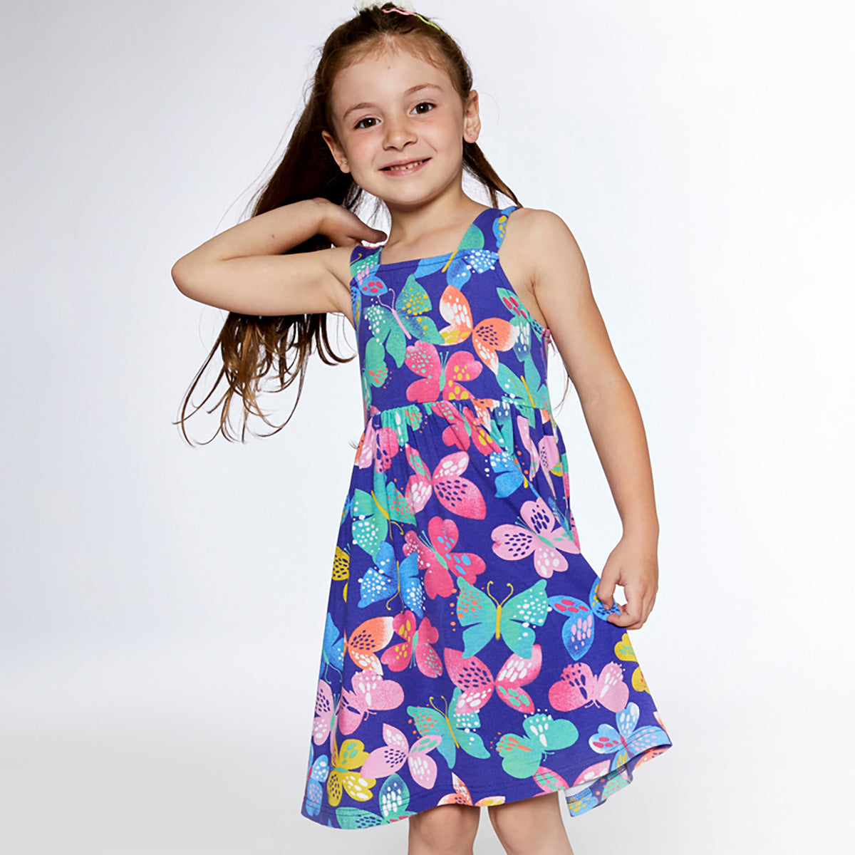 Deux Par Deux - Dancing Butterflies Jersey Knit Dress - Butterfly Prin Deux Par Deux - Dancing Butterflies Jersey Knit Dress - Butterfly Prin