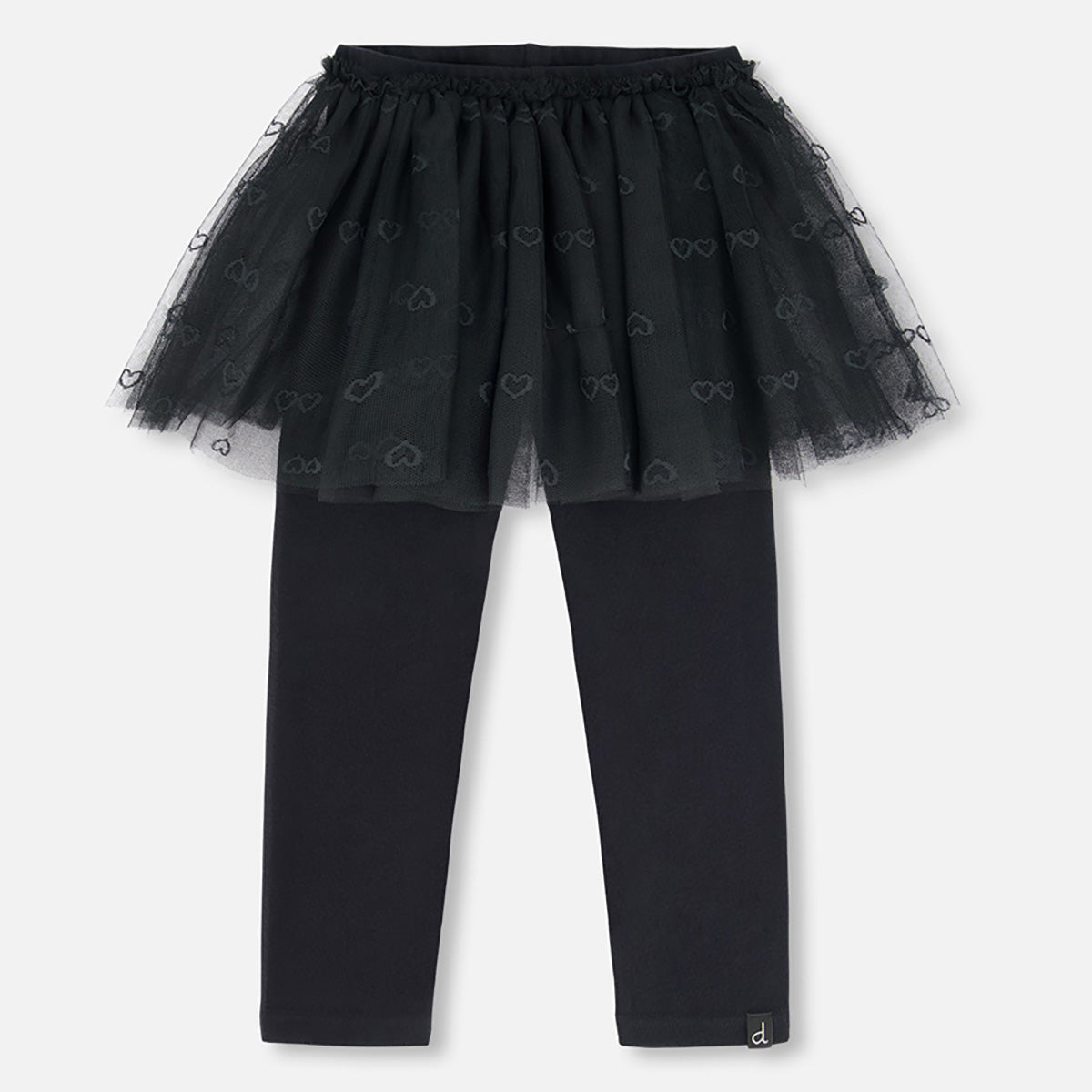 Deux Par Deux - Essential Leggings w/Built-In Heart Tulle Skirt