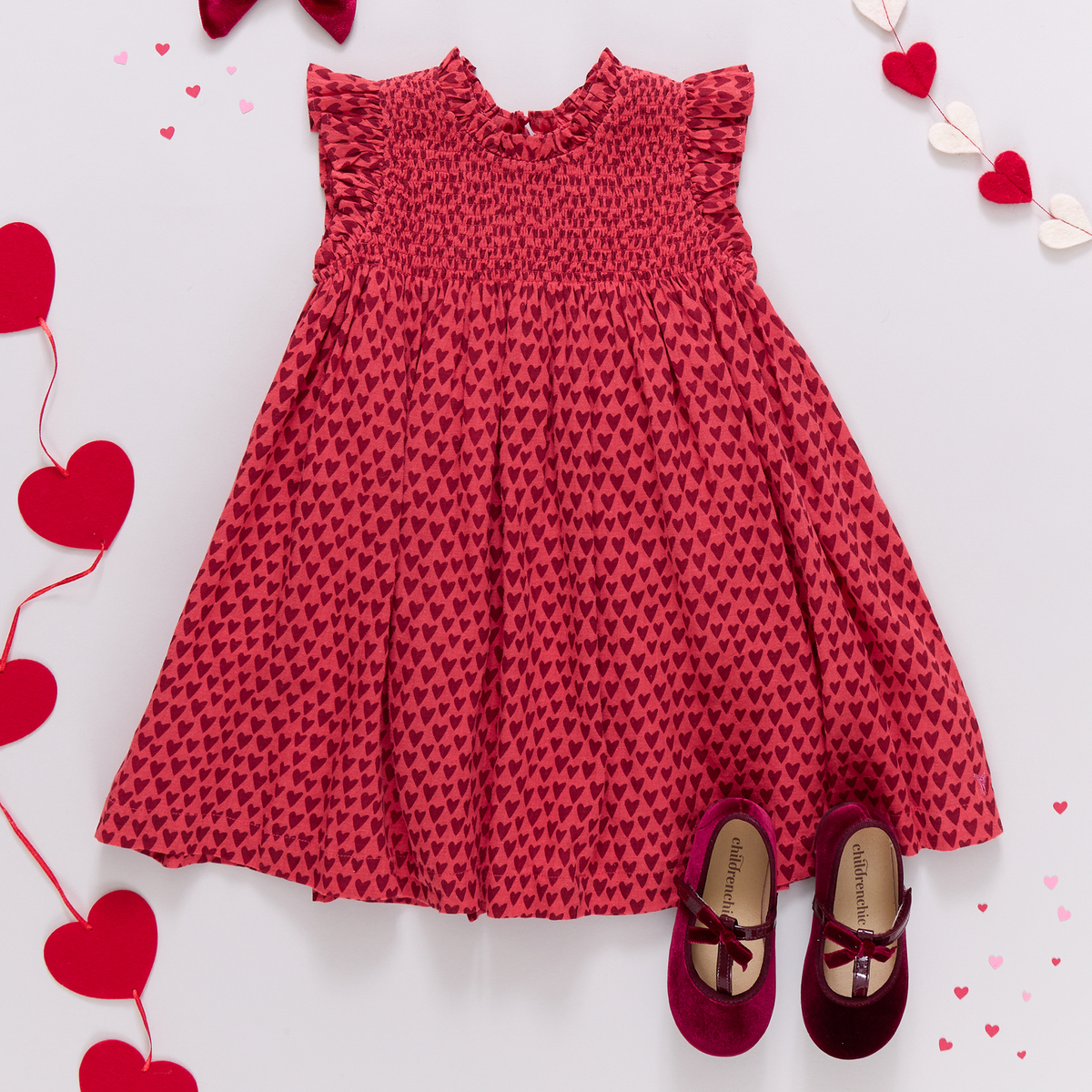 Pink Chicken - Stevie Dress - Red Mini Hearts – Addy's Closet