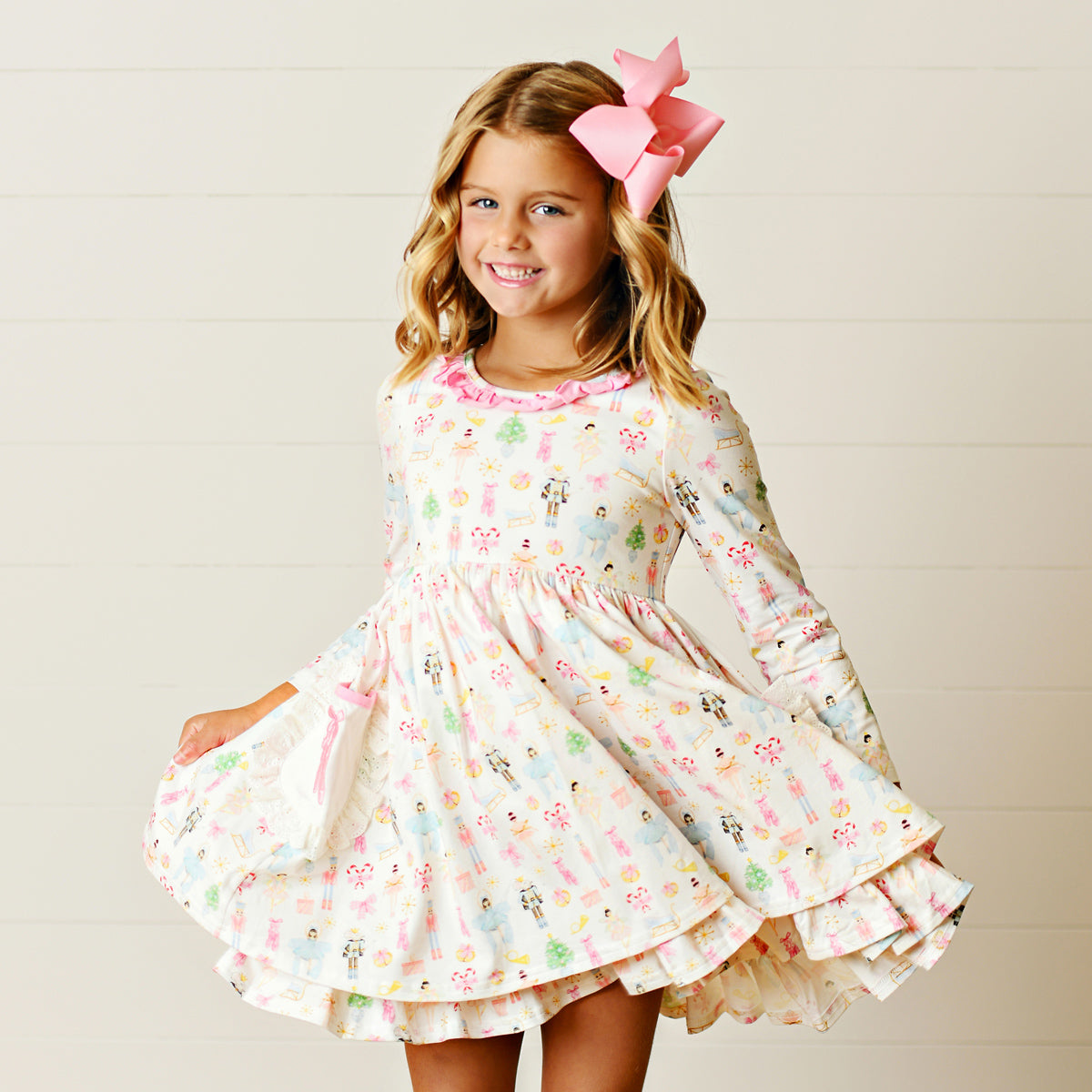 Swoon Baby by Serendipity - Holiday Nutcracker Embroidery Pocket Dress Multicolor / 10 Swoon Baby by Serendipity - Holiday Nutcracker Embroidery Pocket Dress Multicolor / 10