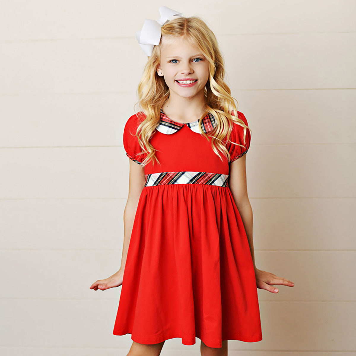 red peter pan collar dress Serendipity Clothing - Tartan Plaid Dress w/Peter Pan Collar